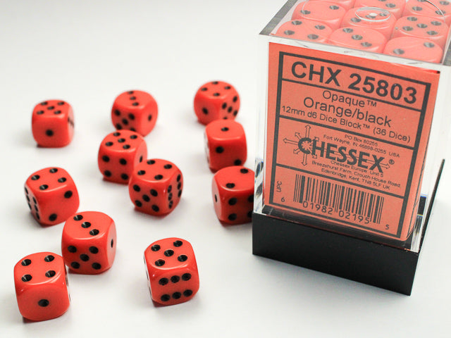 Opaque Orange /Black 7 Dice Set - CHX25803
