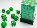 36 Green w/white Opaque 12mm D6 Dice Block - CHX25805