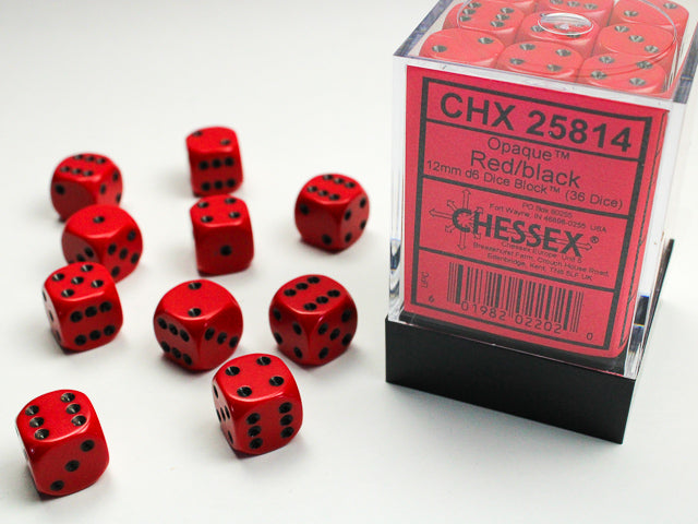 36 Opaque Red w/Black Spots D6 - CHX25814