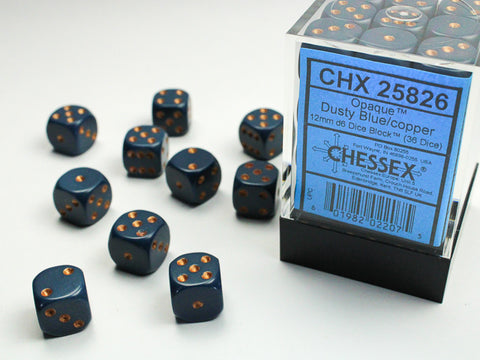 Opaque 12mm D6 Dusty Blue With Copper (36) (CHX25826)