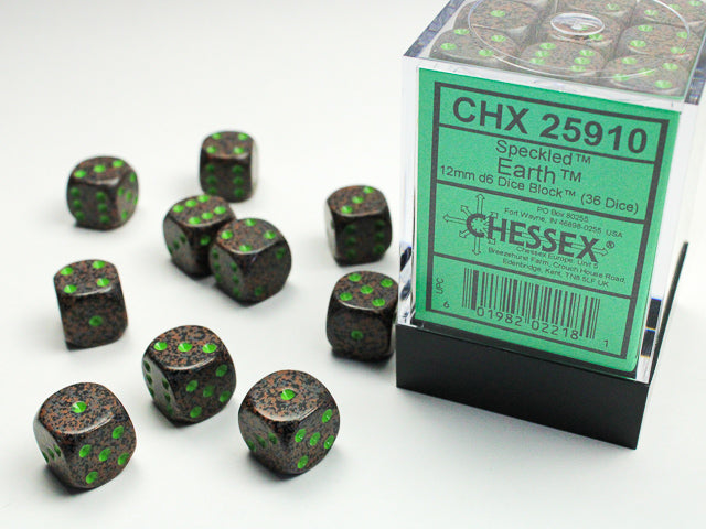 36 Earth Speckled 12mm D6 Dice Block - CHX25910