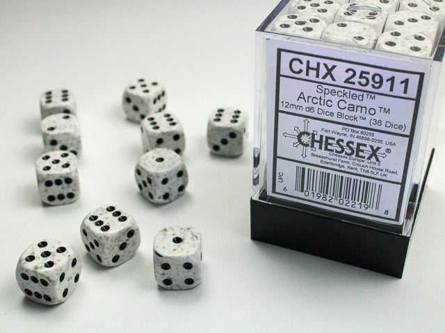 (36ct) Speckled: Arctic Camo 12mm D6 Dice Block - (CHX25911)