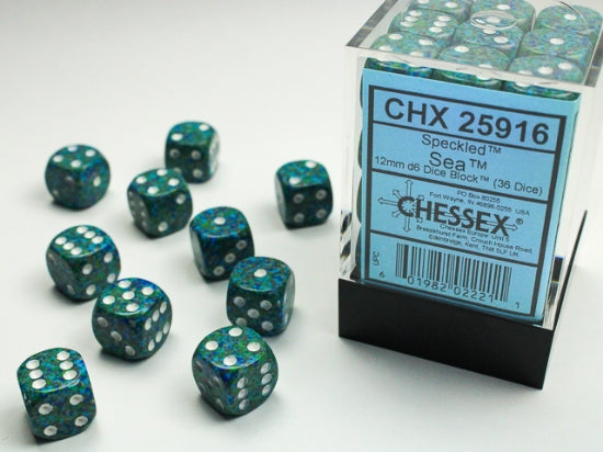 36 Sea Speckled 12mm D6 Dice Block - CHX25916