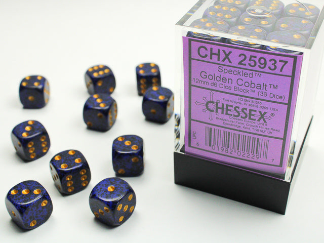 Speckled Golden Cobalt 12mm D6 Dice Block (36ct) - CHX25937