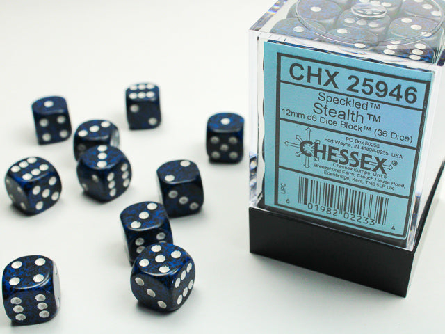 36 Stealth Speckled 12mm D6 Dice Block - CHX25946