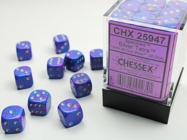 Speckled Silver Tetra  12mm D6 Dice (36ct) - CHX25947