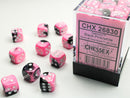 36 Black-Pink w/white Gemini 12mm D6 Dice Block - CHX26830