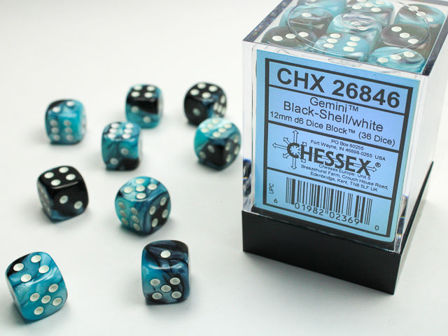 36 Black-Shell/White Gemini D6 Dice Set - CHX26846