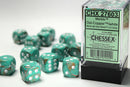 Chessex - 16mm d6 Dice Set: Marble - Oxi-Copper/White - CHX27603 (12 dice)