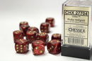 Glitter Ruby and Gold 12ct 16mm D6 Dice Block - CHX27704