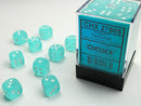 36 Teal w/white Frosted 12mm D6 Dice Block - CHX27805