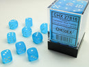 36 Caribbean Blue w/white Frosted 12mm D6 Dice Block - CHX27816