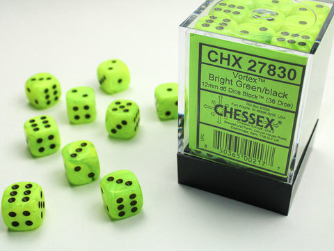 36 Bright Green w/black Vortex Dice Block - CHX27830