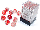 36Ct Nebula D6 Dice Set Red/Silver Luminary (CHX27954)