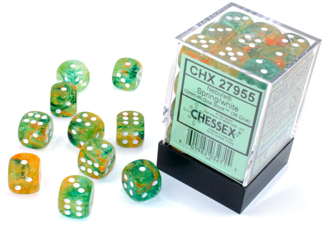 36Ct Nebula D6 Dice Set Spring/White Luminary (CHX27955)