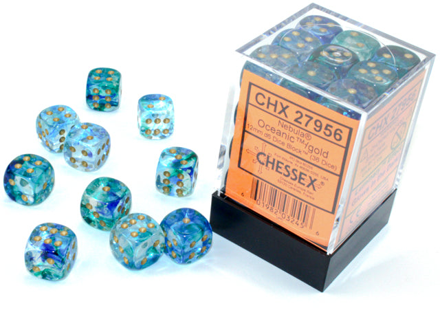 36Ct Nebula D6 Dice Set Oceanic/Gold Luminary (CHX27956)