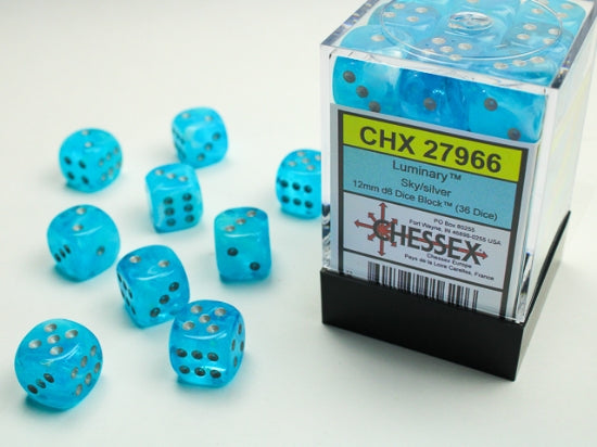 Sky w/ Silver 12mm d6 Dice Block - CHX27966