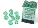 12mm Light Green/Gold Borealis D6 Dice (36ct) - CHX27975