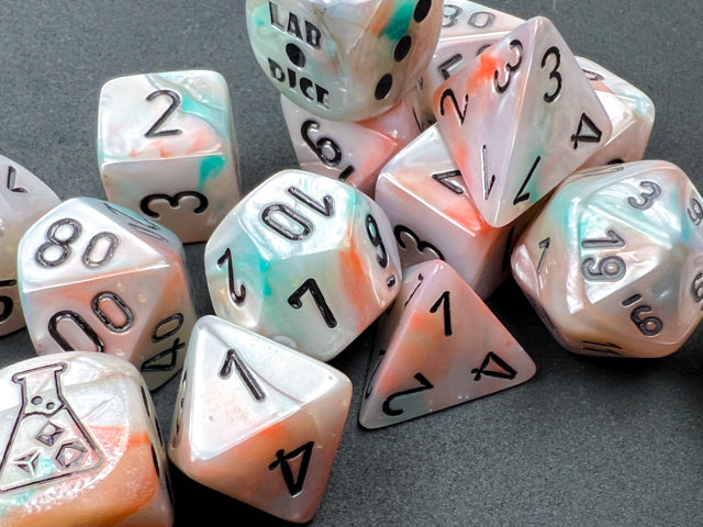 Chessex Sea Shell w/Black Luminary Polyhedral 7-Die Set