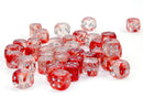 36Ct Nebula D6 Dice Set Red/Silver Luminary (CHX27954)