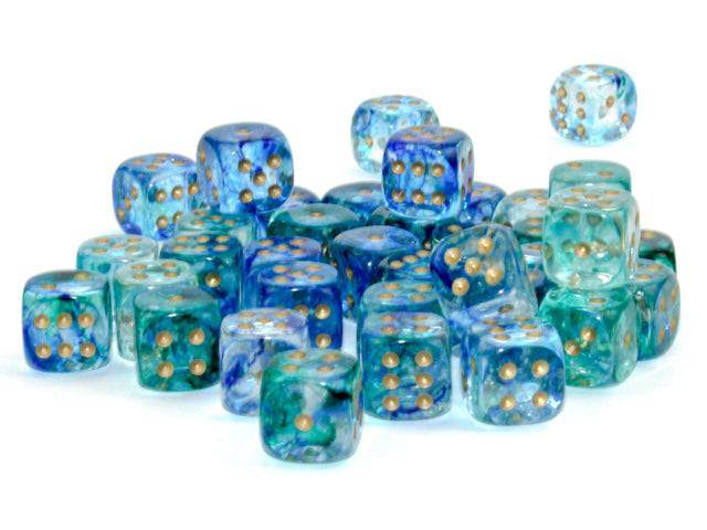 36Ct Nebula D6 Dice Set Oceanic/Gold Luminary (CHX27956)