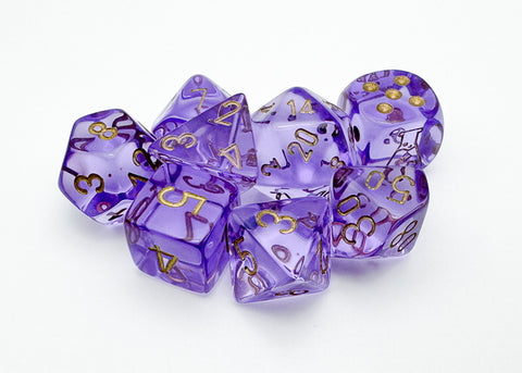 Chessex "Translucent Lavender/Gold" Lab Dice 7-Dice Set (CHX30059)