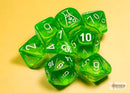 Chessex "Translucent Rad Green/White" Lab Dice 7-Dice Set (CHX30062)