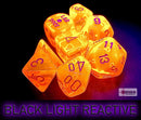 Chessex "Translucent Neon Orange/White" Lab Dice 7-Dice Set (CHX30060)