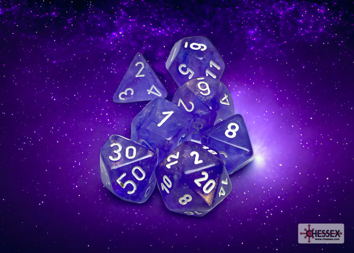 Borealis Polyhedral - Purple with White 7-dice - CHX27577