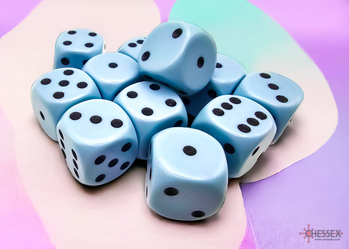 Chessex 16mm d6 Dice Set: Opaque - Pastel Blue/Black - CHX25666 (12)