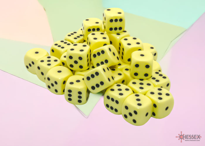 Chessex 12mm d6 Dice Set: Opaque - Pastel Yellow/Black - CHX 25862 (36)