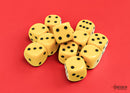 12 Yellow w/Black Opaque 16mm D6 Dice Block - CHX25602