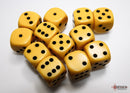 12 Yellow w/Black Opaque 16mm D6 Dice Block - CHX25602