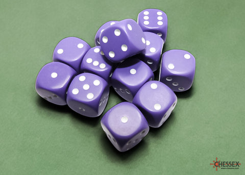 12 Purple w/White Opaque 16mm D6 Dice Block - CHX25607