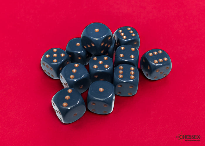 Chessex 16mm d6 Dice Set: Opaque - Dusty Blue/Copper - CHX 25626 (12)