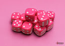 Chessex - 16mm d6 - Opaque - Pink/White CHX25644 (12ct)