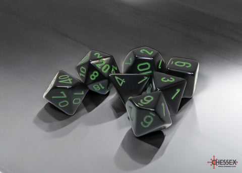 Chessex 7-Dice Set: Opaque - Black/Green - CHX 25458 (7)