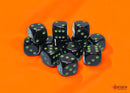Chessex 16mm d6 Dice Set: Opaque - Black/Green - CHX 25658 (12)