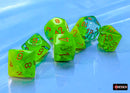 Chessex - Gemini Plasma Green-Teal/orange Luminary Polyhedral 7-Dice Set (CHX26470)