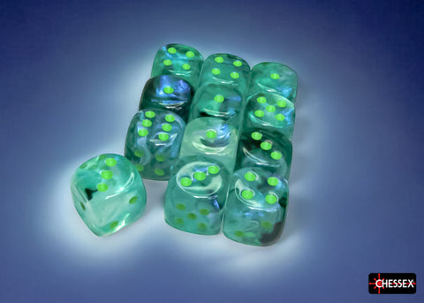 Chessex 16mm d6 Dice Set: Borealis - Kelp/light green - CHX 27795 (12)