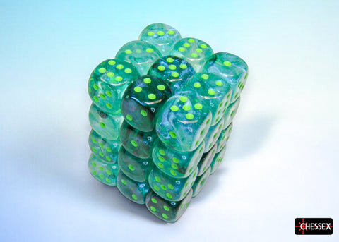 Chessex 12mm d6 Dice Set: Borealis - Kelp/Light Green - CHX 27995 (36)