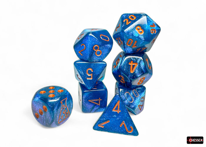 Chessex: Lab Dice - Borealis/Midnight with Copper - 7-Dice Set (CHX30069)