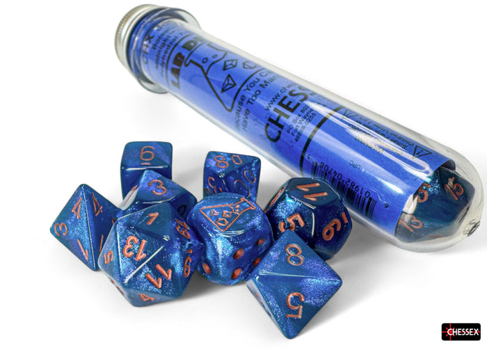 Chessex: Lab Dice - Borealis/Midnight with Copper - 7-Dice Set (CHX30069)