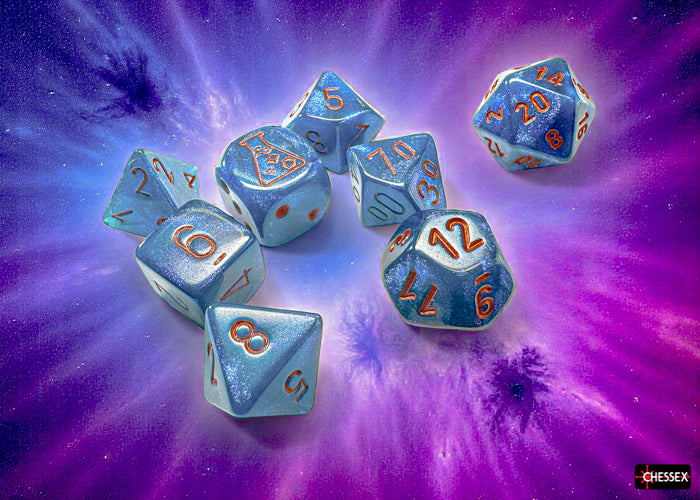 Chessex: Lab Dice - Borealis/Midnight with Copper - 7-Dice Set (CHX30069)