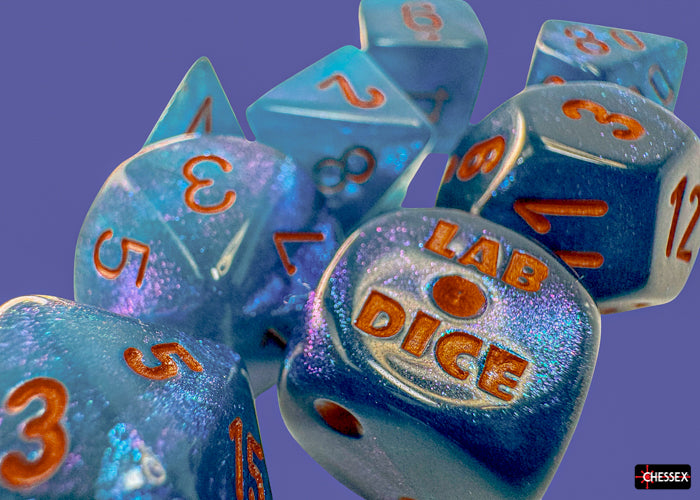 Chessex: Lab Dice - Borealis/Midnight with Copper - 7-Dice Set (CHX30069)