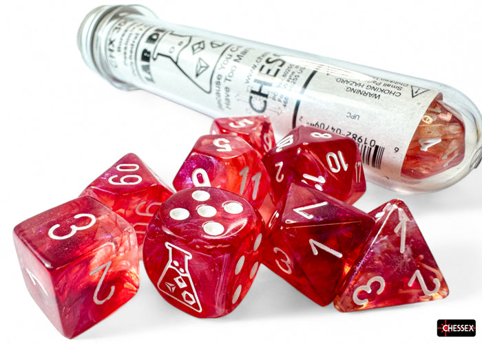 Chessex: Lab Dice - Borealis/Passion with White - 7-Dice Set (CHX30070)