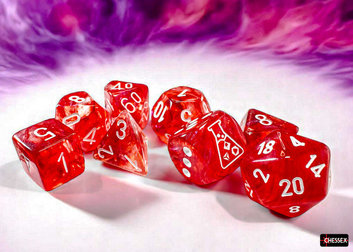 Chessex: Lab Dice - Borealis/Passion with White - 7-Dice Set (CHX30070)