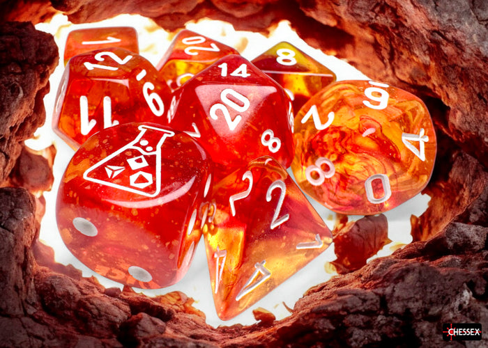 Chessex: Lab Dice - Nebula/Molten with White - 7-Dice Set (CHX30073)