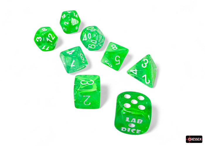 Chessex: Lab Dice - Nebula/Gelatinous with White - 7-Dice Set (CHX30074)