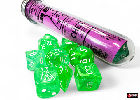 Chessex: Lab Dice - Nebula/Gelatinous with White - 7-Dice Set (CHX30074)